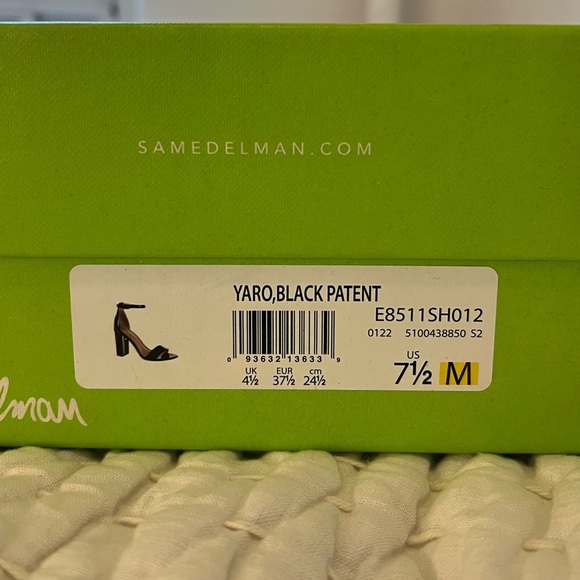 Sam Edelman Black Patent Block Heel Sandals Yaro Women’s Evening shoe NEVER WORN - Picture 7 of 8